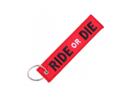 Breloc moto textil "Ride or die", Rosu