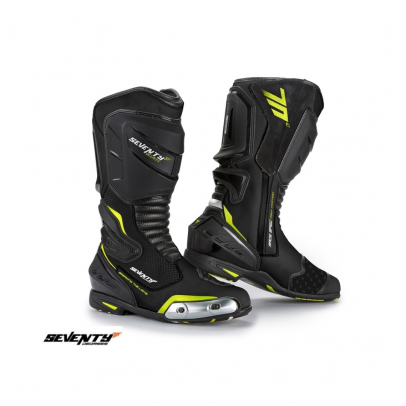 Cizme moto Racing Unisex Seventy model SD-BR1 - Negru/Galben fluor