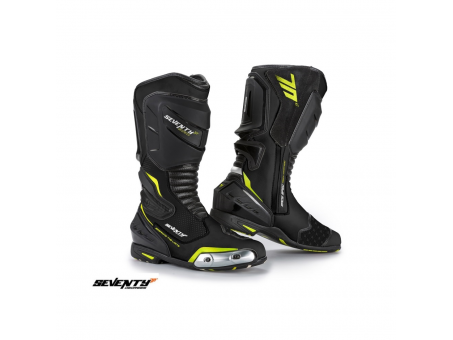 Cizme moto Racing Unisex Seventy model SD-BR1 - Negru/Galben fluor