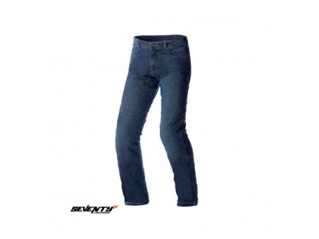 Blugi moto barbati Seventy model SD-PJ10 tip Regular fit - Albastru – Clasa AA