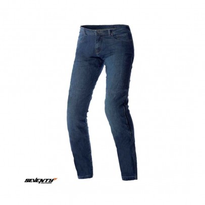 Blugi moto barbati Seventy model SD-PJ14 tip Slim fit - albastru – Clasa AA