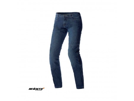 Blugi moto barbati Seventy model SD-PJ14 tip Slim fit - albastru – Clasa AA