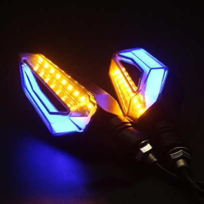 Set semnalizari moto ATV scuter dual LED daylight lumina de zi albastra