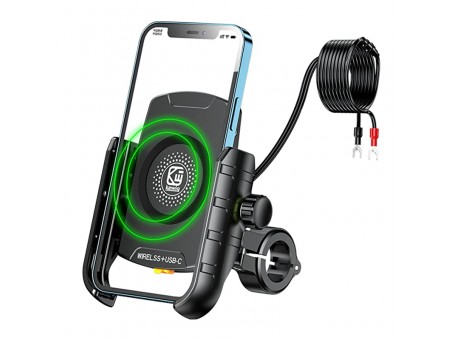 Suport telefon moto cu incarcare wireless si USB C