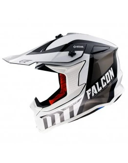 Casca off road MT Falcon Warrior B0 alb,negru lucios