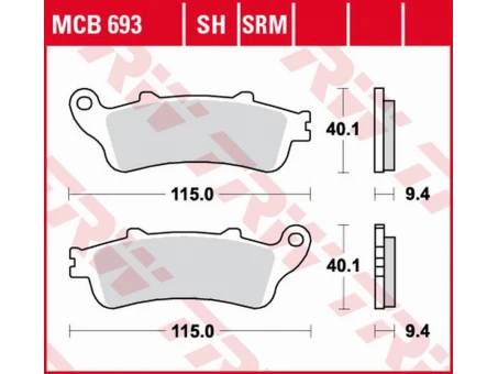 TRW LUCAS ZF KLOCKI HAMULCOWE KH281 SINTER HONDA FES 125/150 PANTHEON 98-06, FES 250 FORESIGHT 98-05 PRZÓD | MCB693SRM