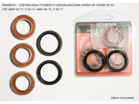 ATHENA ŁOŻYSKA KOŁA TYLNEGO Z USZCZELNIACZAMI HONDA CR 125/250 00-07, CRF 250R 04-20, X 04-20, 450R 02-20, X 05-17 | W445001R