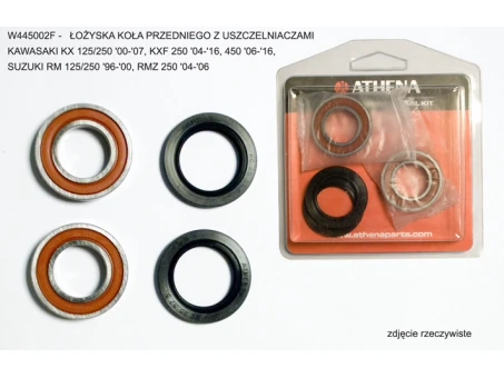 ATHENA ŁOŻYSKA KOŁA PRZEDNIEGO Z USZCZELNIACZAMI KAWASAKI KX 125/250 00-07, KXF 250 04-16, 450 06-16, SUZUKI RM 125/250 96-00, RMZ 250 04-06 | W445002F