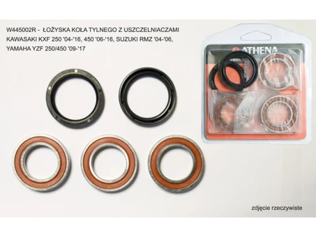ATHENA ŁOŻYSKA KOŁA TYLNEGO Z USZCZELNIACZAMI KAWASAKI KXF 250 04-16, 450 06-16, SUZUKI RMZ 04-06, YAMAHA YZF 250/450 09-17 | W445002R