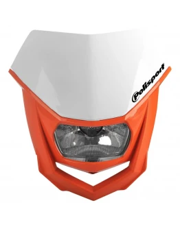 Far moto POLISPORT MODEL HALO (halogen) - Alb/Portocaliu