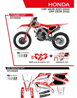 Kit complet plastice UFO HOKIT125070 include Stickere HONDA CRF 250R '22; CRF 450 '21-'22 STOKES culoare Rosu