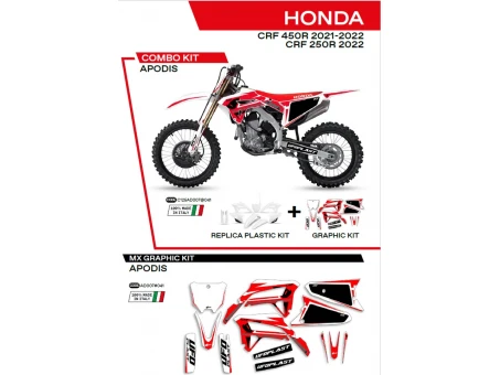 Kit complet plastice UFO HOKIT125041 include Stickere HONDA CRF 250R 22; CRF 450 21-22 APODIS culoare Alb | C125AD007041