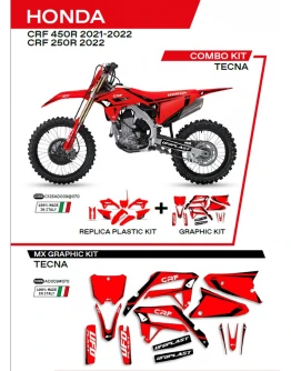 Kit complet plastice UFO HOKIT125070 include Stickere HONDA CRF 250R '22; CRF 450 '21-'22 TECNA culoare Rosu