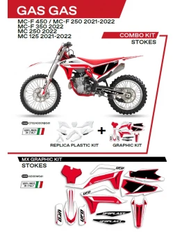Kit complet plastice UFO GGKIT702041 include Stickere GAS GAS MC 125 '21-'22; MC 250 '22; MCF 250/350/450 '21-'22  STOKES culoare Alb