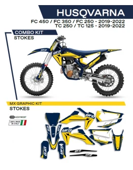 Kit grafic UFO HUSQVARNA TC 125/250 '19-'22; FC 250/350/450 '19-'22 STOKES culoare Albastru