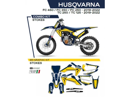 Kit grafic UFO HUSQVARNA TC 125/250 19-22; FC 250/350/450 19-22 STOKES culoare Albastru | AD011087