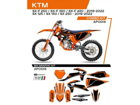 Kit grafic UFO KTM SX/SXF 125/150/250/350/450 19-22 APODIS culoare Portocaliu | AD022127