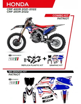 Kit complet plastice UFO HOKIT125001 include Stickere HONDA CRF 250R '22; CRF 450 '21-'22 PATRIOT culoare Negru