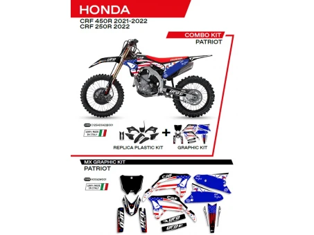 Kit complet plastice UFO HOKIT125001 include Stickere HONDA CRF 250R 22; CRF 450 21-22 PATRIOT culoare Negru | C125AD042001