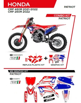 Kit complet plastice UFO HOKIT125070 include Stickere HONDA CRF 250R '22; CRF 450 '21-'22 PATRIOT culoare Rosu