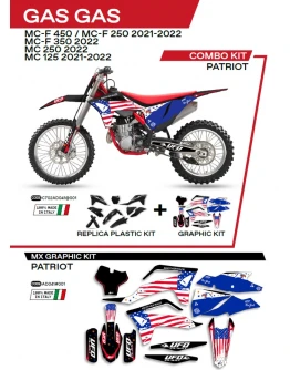 Kit complet plastice UFO GGKIT702001 include Stickere GAS GAS MC 125 '21-'22; MC 250 '22; MCF 250/350/450 '21-'22  PATRIOT culoare Negru