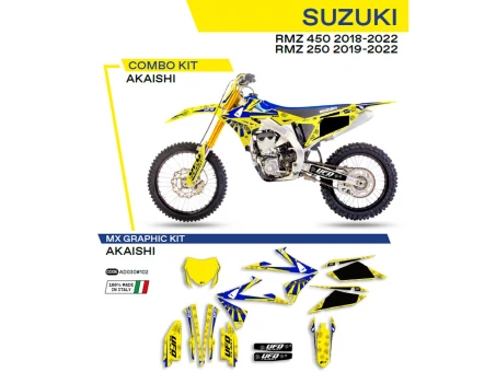 Kit grafic UFO SUZUKI RMZ 250 19-22; RMZ 450 18-22 AKAISHI culoare Galben | AD030102