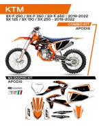 Kit grafic UFO KTM SX/SXF 125/150/250/350/450 19-22 APODIS culoare OEM (Portocaliu/Alb/Negru) | AD022999X