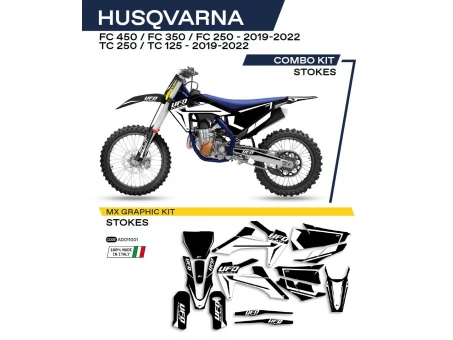 Kit grafic UFO HUSQVARNA TC 125/250 19-22; FC 250/350/450 19-22 STOKES culoare Negru | AD011001