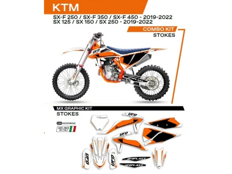 Kit grafic UFO KTM SX/SXF 125/150/250/350/450 19-22 STOKES culoare Alb | AD021042