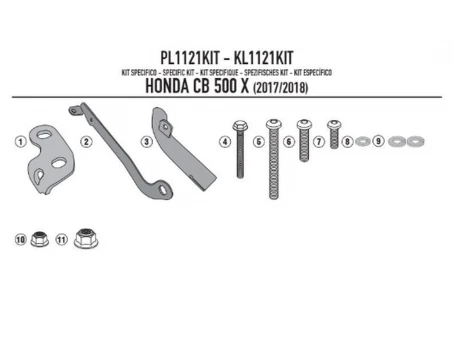 Kit montare suport lateral TK267 KAPPA - KL1121, KLX1121 HONDA CB 500X W ROCZNIKACH (17-18) | KL1121KIT