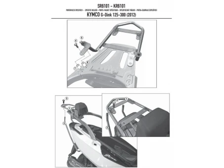 Suport pentru topcase KAPPA - KYMCO G-DINK 125/300 (12-15) (placa nu este inclusa) | KR6101