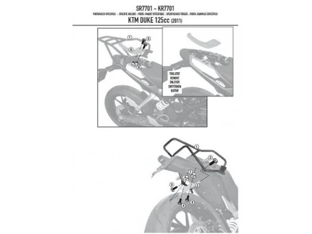 Suport pentru topcase KAPPA - KTM DUKE 125/300/390 (11-15) (placa nu este inclusa) | KR7701