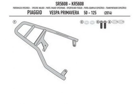 Suport pentru topcase KAPPA - PIAGGIO Vespa Primavera 50-125-150 (14-19), Vespa Sprint 50-125-150 (14-19) (placa nu este inclusa) | KR5608