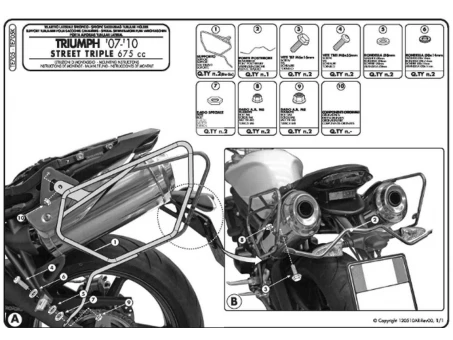 Suport pentru genti laterale KAPPA - TRIUMPH Street Triple 675 (07-12) - RA314 EASY LOCK | TE705K