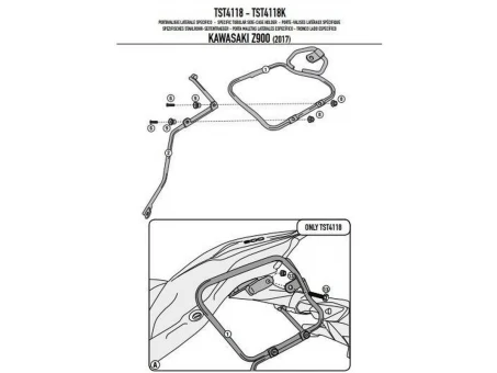 Suport pentru genti laterale KAPPA - RB105 KAWASAKI Z 900 (17-19), Z 900 (20) | TST4118K