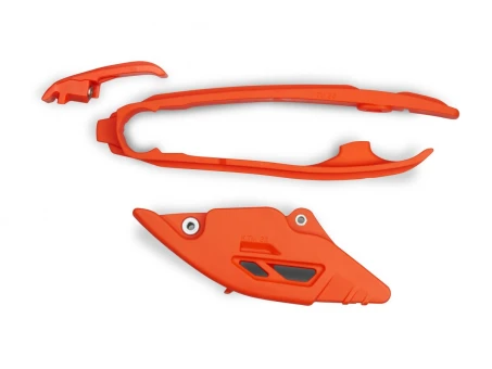 Set patina si ghidaj lant UFO KTM SX / SXF (SX-F) 125 / 250 / 300 / 350 / 450 F 23- culoare Portocaliu (KT05017001 + KT05018001) | KT05019127