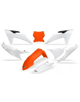 Kit complet plastice UFO KTM SX 125 / 250 / 300 TBI '23-'24, SX-F 250 / 350 / 450 '23-'24 culoare OEM (Portocaliu/Alb)