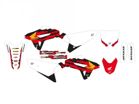 Kit grafic BLACKBIRD HONDA CRF 250R '22-'24, CRF 450R '21-'24 RETRO culoare Rosu Alb Negru