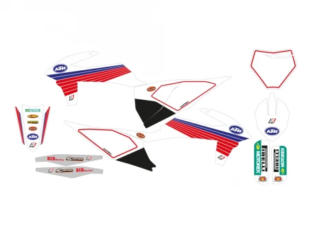 Kit grafic BLACKBIRD KTM SX/SX-F '19-'22, EXC/EXC-F '20-'23 RETRO culoare Alb Albastru Rosu