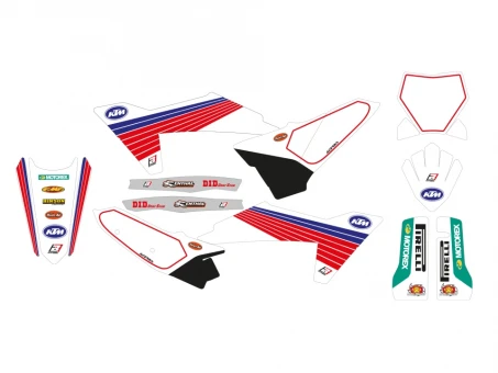 Kit grafic BLACKBIRD KTM SX/SX-F '23, EXC/EXC-F '24 RETRO culoare Alb Albastru Rosu