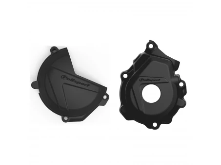 Kit protectii capac ambreiaj/alternator POLISPORT - cu capac pompa apa KTM SX-F/XC-F 250/350 '16-22; Husqvarna FC 250/350 '16-22 - Negru