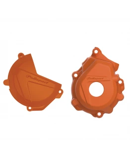 Kit protectii capac ambreiaj/alternator POLISPORT - cu capac pompa apa KTM SX-F/XC-F 250/350 '16-22; Husqvarna FC 250/350 '16-22 - Portocaliu