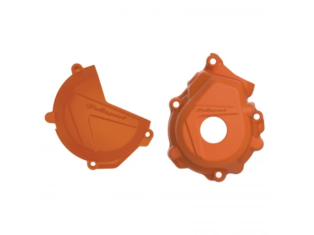 Kit protectii capac ambreiaj/alternator POLISPORT - cu capac pompa apa KTM SX-F/XC-F 250/350 '16-22; Husqvarna FC 250/350 '16-22 - Portocaliu