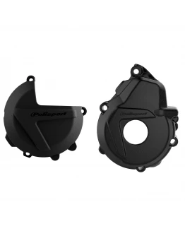 Kit protectii capac ambreiaj/alternator POLISPORT - cu capac pompa apa KTM EXC-F/XC-F 250/350 '17-22; Husqvarna FC 250/350 '19-22 - Negru