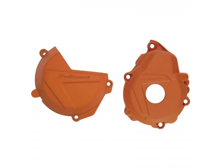 Kit protectii capac ambreiaj/alternator POLISPORT - cu capac pompa apa KTM EXC-F/XC-F 250/350 '17-22; Husqvarna FC 250/350 '19-22 - Portocaliu