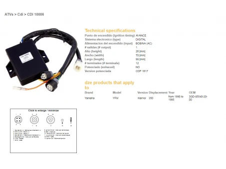 DZE MODUŁ ZAPŁONU CDI YAMAHA YFM350 WARRIOR 90-95 (3GD-85540-20-00) (VIC-14602) | 10006-01
