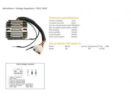DZE REGULATOR NAPIĘCIA HONDA CB750 FOUR (DO 76) | 10007-01