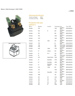 Releu pornire DZE YAMAHA FZ6`04-14, FJR 1300`06-07, FZS 1000, XTZ 1200, R1, R6 (150A)