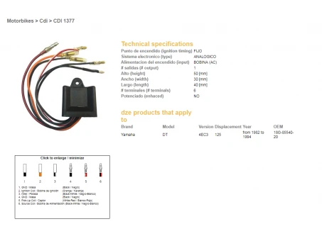 DZE MODUŁ ZAPŁONU CDI YAMAHA DT125 82-94 (OEM-18G-85540-20) | 1377-01