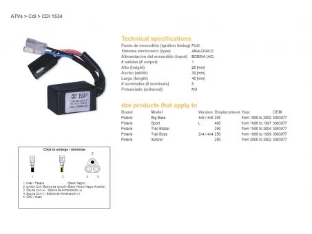 DZE MODUŁ ZAPŁONU CDI POLARIS 250 89-04, 400 SPORT 96-97 | 1534-01